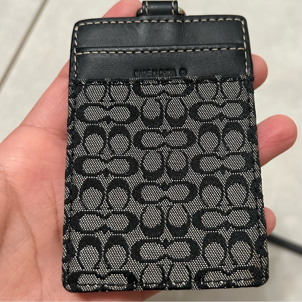 COACH Signature Black Mini C ID Lanyard - Picture 3 of 7